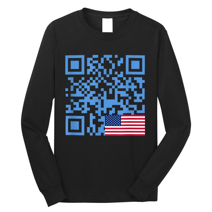 Funny Qr President Trump Dance Code Usa Flag Long Sleeve Shirt