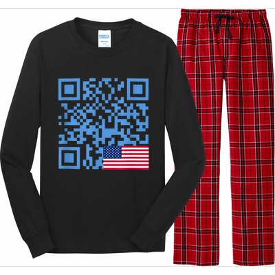 Funny Qr President Trump Dance Code Usa Flag Long Sleeve Pajama Set