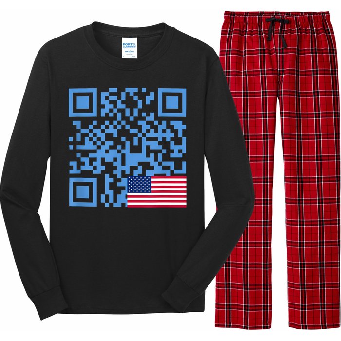 Funny Qr President Trump Dance Code Usa Flag Long Sleeve Pajama Set