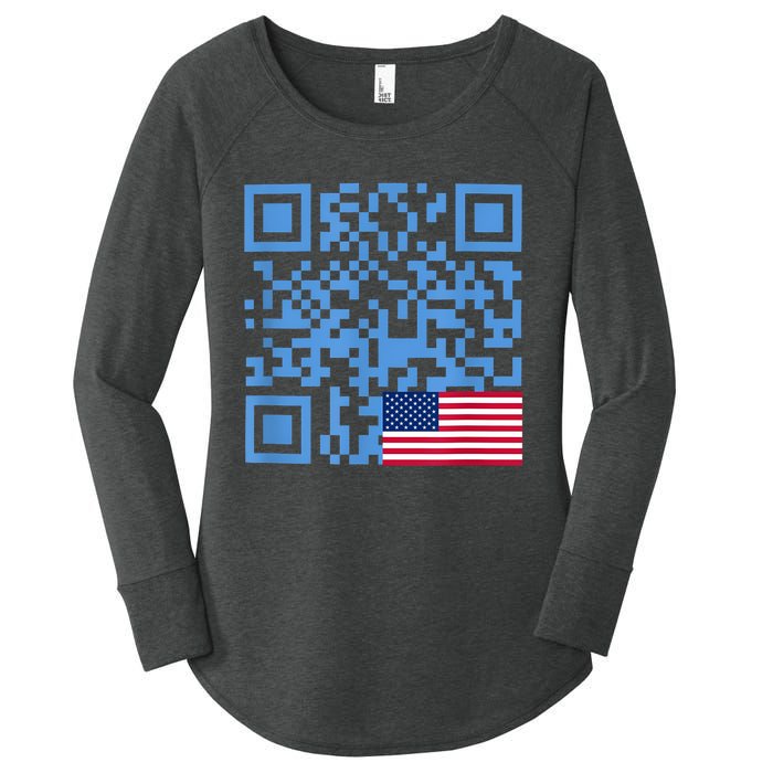 Funny Qr President Trump Dance Code Usa Flag Women's Perfect Tri Tunic Long Sleeve Shirt