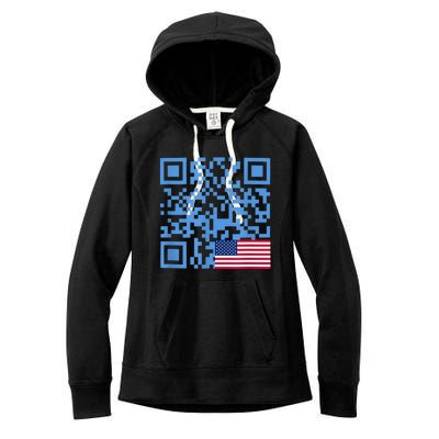 Funny Qr President Trump Dance Code Usa Flag Women's Fleece Hoodie