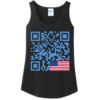 Funny Qr President Trump Dance Code Usa Flag Ladies Essential Tank