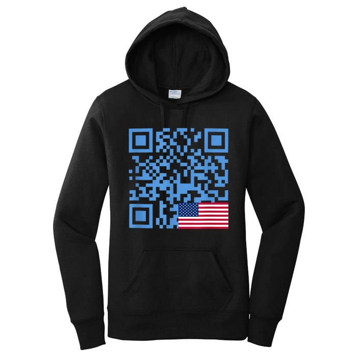 Funny Qr President Trump Dance Code Usa Flag Women's Pullover Hoodie