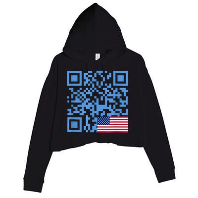 Funny Qr President Trump Dance Code Usa Flag Crop Fleece Hoodie