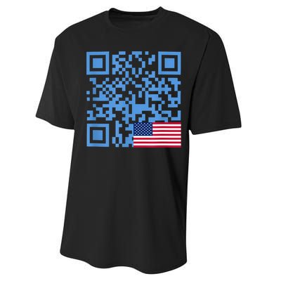 Funny Qr President Trump Dance Code Usa Flag Performance Sprint T-Shirt