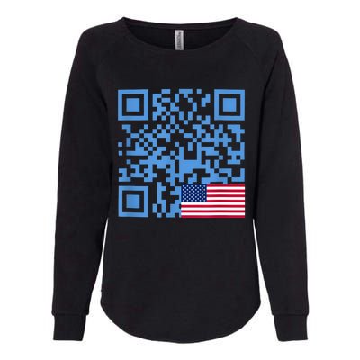 Funny Qr President Trump Dance Code Usa Flag Womens California Wash Sweatshirt