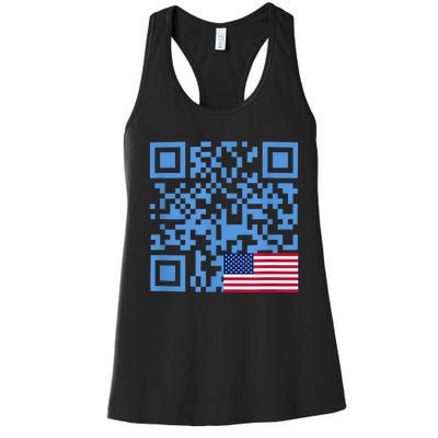 Funny Qr President Trump Dance Code Usa Flag Women's Racerback Tank