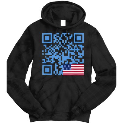 Funny Qr President Trump Dance Code Usa Flag Tie Dye Hoodie