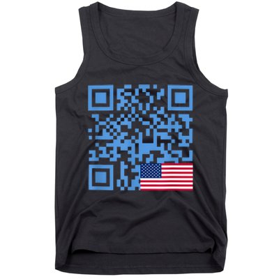 Funny Qr President Trump Dance Code Usa Flag Tank Top