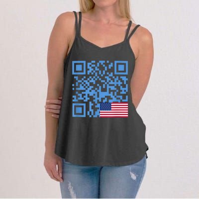 Funny Qr President Trump Dance Code Usa Flag Women's Strappy Tank