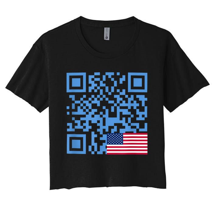 Funny Qr President Trump Dance Code Usa Flag Women's Crop Top Tee