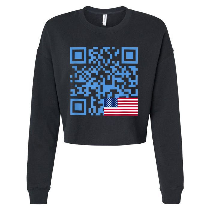 Funny Qr President Trump Dance Code Usa Flag Cropped Pullover Crew