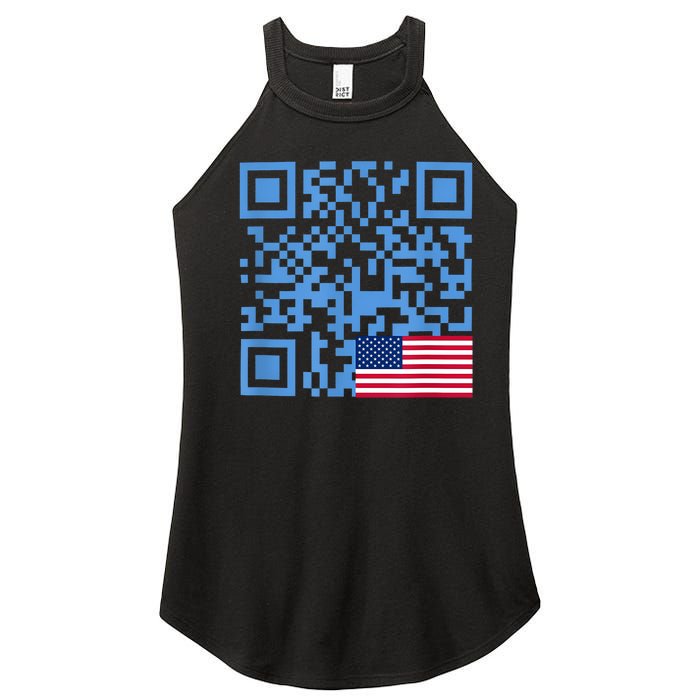 Funny Qr President Trump Dance Code Usa Flag Women's Perfect Tri Rocker Tank