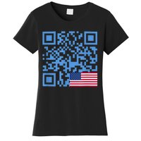 Funny Qr President Trump Dance Code Usa Flag Women's T-Shirt