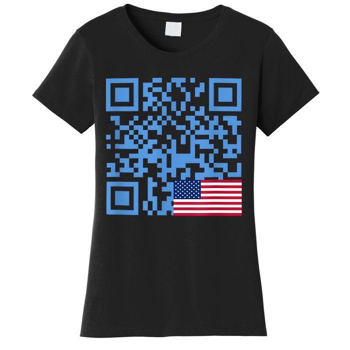 Funny Qr President Trump Dance Code Usa Flag Women's T-Shirt