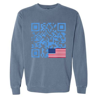 Funny Qr President Trump Dance Code Usa Flag Garment-Dyed Sweatshirt