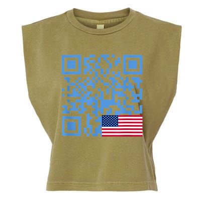 Funny Qr President Trump Dance Code Usa Flag Garment-Dyed Women's Muscle Tee