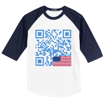 Funny Qr President Trump Dance Code Usa Flag Baseball Sleeve Shirt