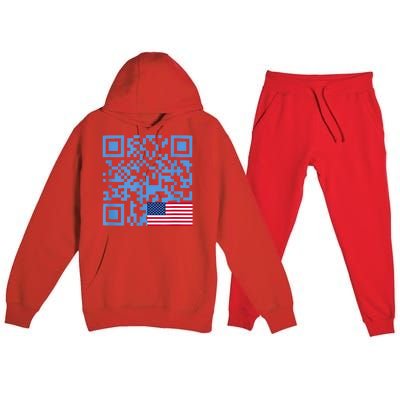 Funny Qr President Trump Dance Code Usa Flag Premium Hooded Sweatsuit Set