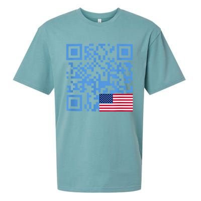 Funny Qr President Trump Dance Code Usa Flag Sueded Cloud Jersey T-Shirt