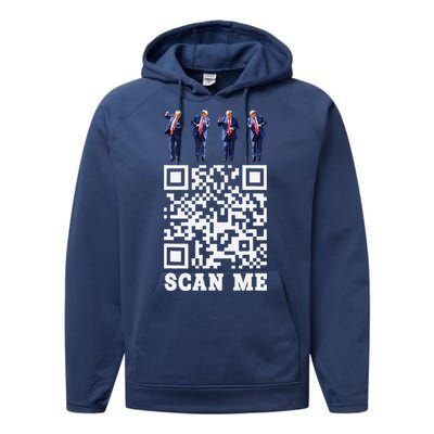 Funny Qr President Trump 4547 Trump Dancing Code Performance Fleece Hoodie