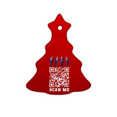 Funny Qr President Trump 4547 Trump Dancing Code Ceramic Tree Ornament