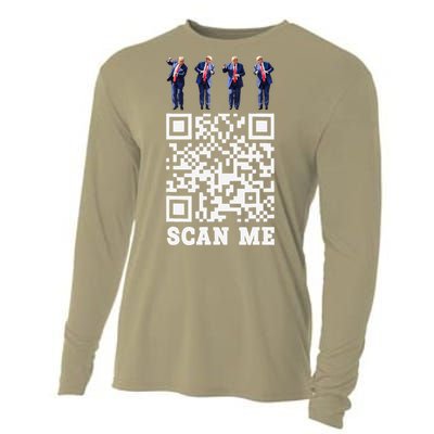 Funny Qr President Trump 4547 Trump Dancing Code Cooling Performance Long Sleeve Crew