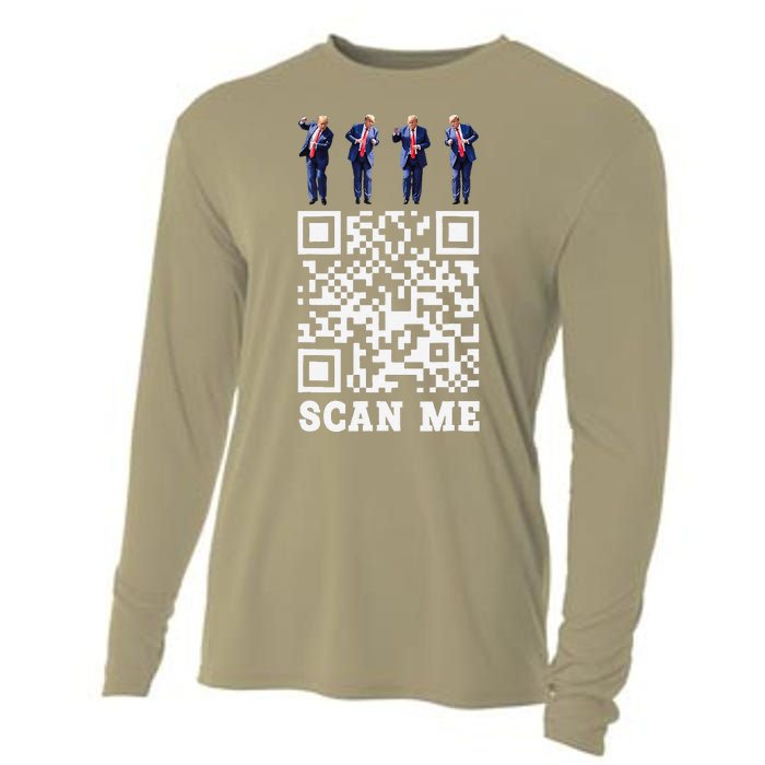 Funny Qr President Trump 4547 Trump Dancing Code Cooling Performance Long Sleeve Crew