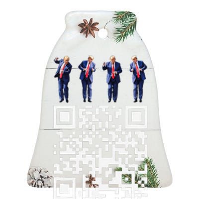 Funny Qr President Trump 4547 Trump Dancing Code Ceramic Bell Ornament