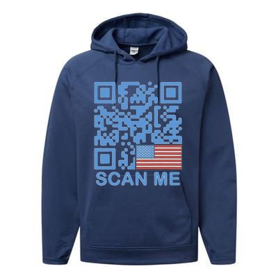 Funny Qr President Trump Dance Code 4547 Maga Trump 2024 Performance Fleece Hoodie