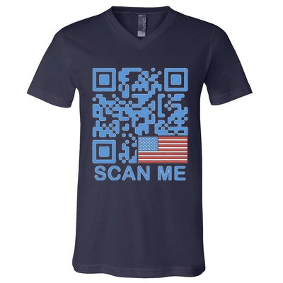 Funny Qr President Trump Dance Code 4547 Maga Trump 2024 V-Neck T-Shirt