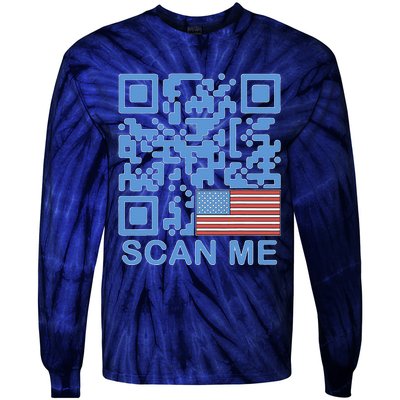 Funny Qr President Trump Dance Code 4547 Maga Trump 2024 Tie-Dye Long Sleeve Shirt