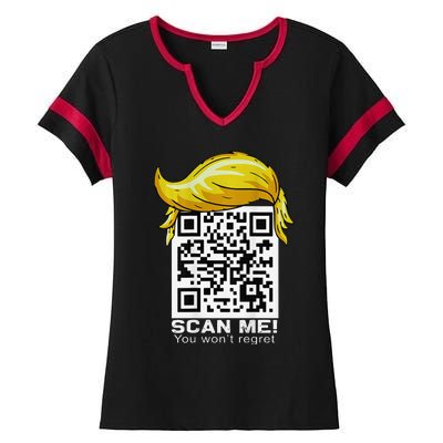 Funny Qr President Trump 4547trump Dancing Code Ladies Halftime Notch Neck Tee