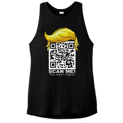 Funny Qr President Trump 4547trump Dancing Code Ladies PosiCharge Tri-Blend Wicking Tank