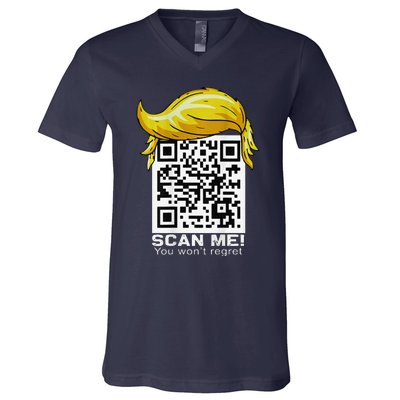 Funny Qr President Trump 4547trump Dancing Code V-Neck T-Shirt