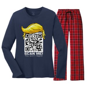 Funny Qr President Trump 4547trump Dancing Code Women's Long Sleeve Flannel Pajama Set 