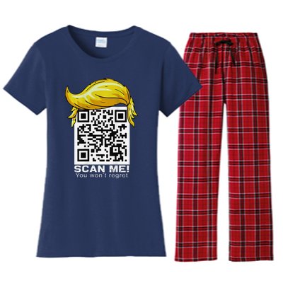 Funny Qr President Trump 4547trump Dancing Code Women's Flannel Pajama Set