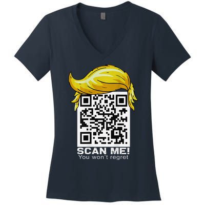 Funny Qr President Trump 4547trump Dancing Code Women's V-Neck T-Shirt