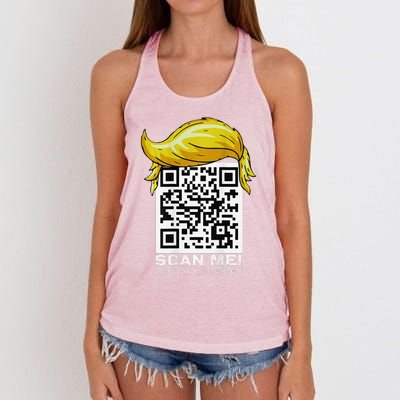 Funny Qr President Trump 4547trump Dancing Code Women's Knotted Racerback Tank