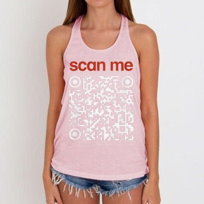 Funny Qr President Trump Dance Code Trump 4547 Women's Knotted Racerback Tank