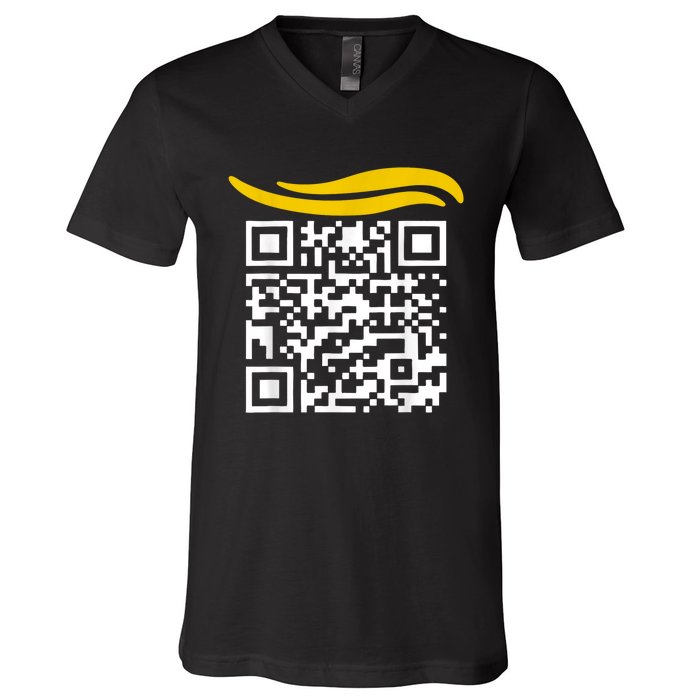 Funny Qr President Trump Dance Code V-Neck T-Shirt