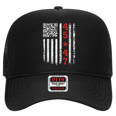 Funny Qr President Trump Dance Code High Crown Mesh Back Trucker Hat