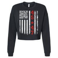 Funny Qr President Trump Dance Code Cropped Pullover Crew