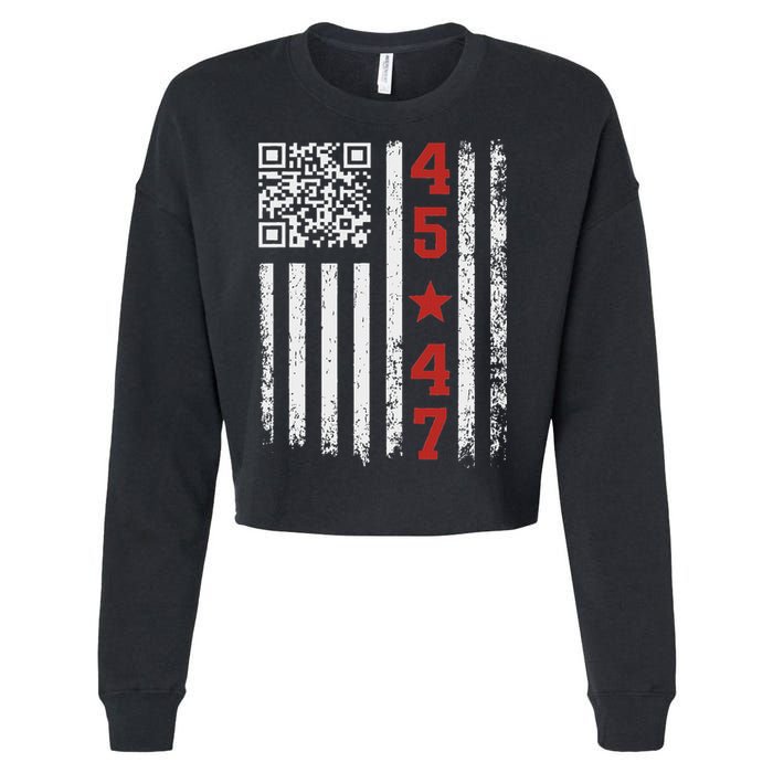 Funny Qr President Trump Dance Code Cropped Pullover Crew
