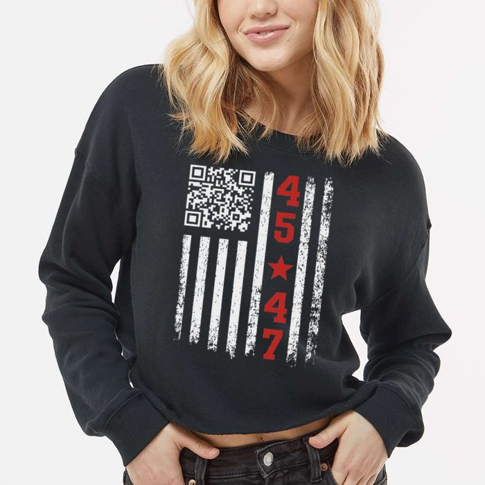 Funny Qr President Trump Dance Code Cropped Pullover Crew