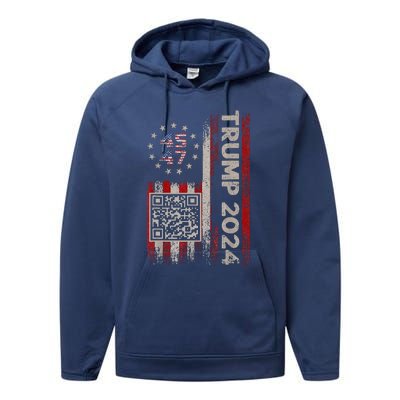 Funny Qr President Trump Dance Code Trump 4547 Performance Fleece Hoodie