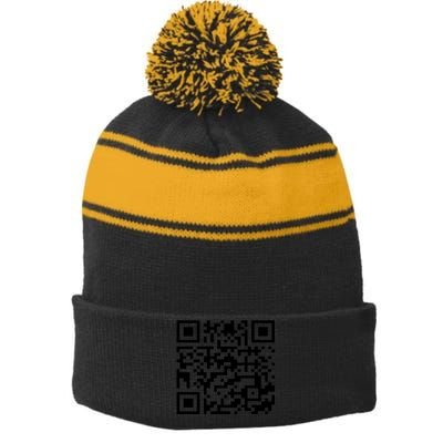 Funny Qr President Trump 45/47 Trump Dancing Code (Back) Stripe Pom Pom Beanie