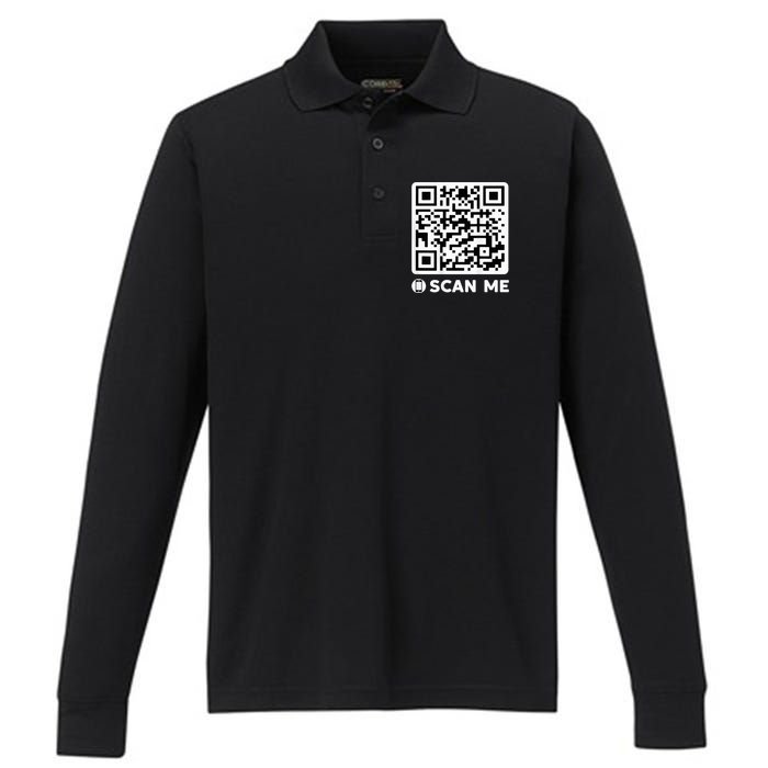 Funny Qr President Trump Dancing Code 4547 Performance Long Sleeve Polo