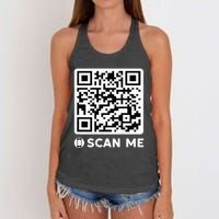 Funny Qr President Trump Dancing Code 4547 Women's Knotted Racerback Tank