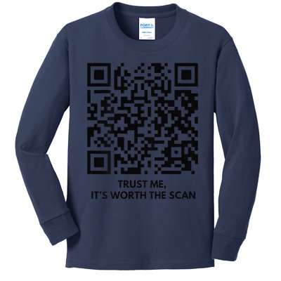 Funny Qr President Trump Dance Code Kids Long Sleeve Shirt